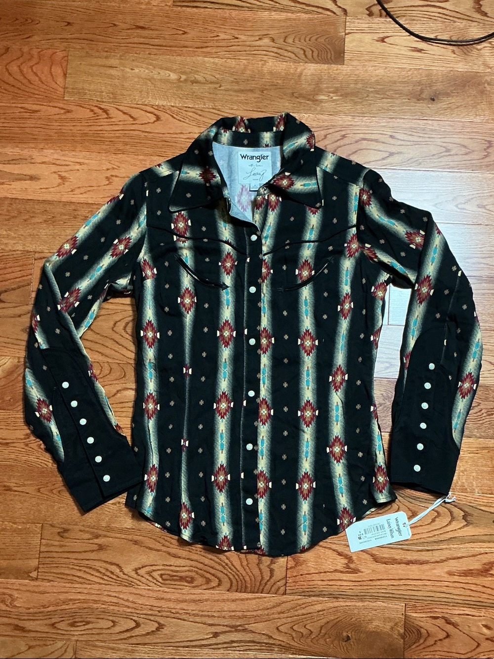 Wrangler By Lainey Wilson Black Checotah Southwestern Pearl Snap Shirt